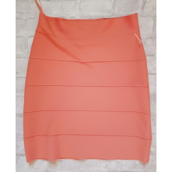 BCBGMaxAzria Simone Power Bandage Mini Skirt - Neon Orange - Picture 7 of 10